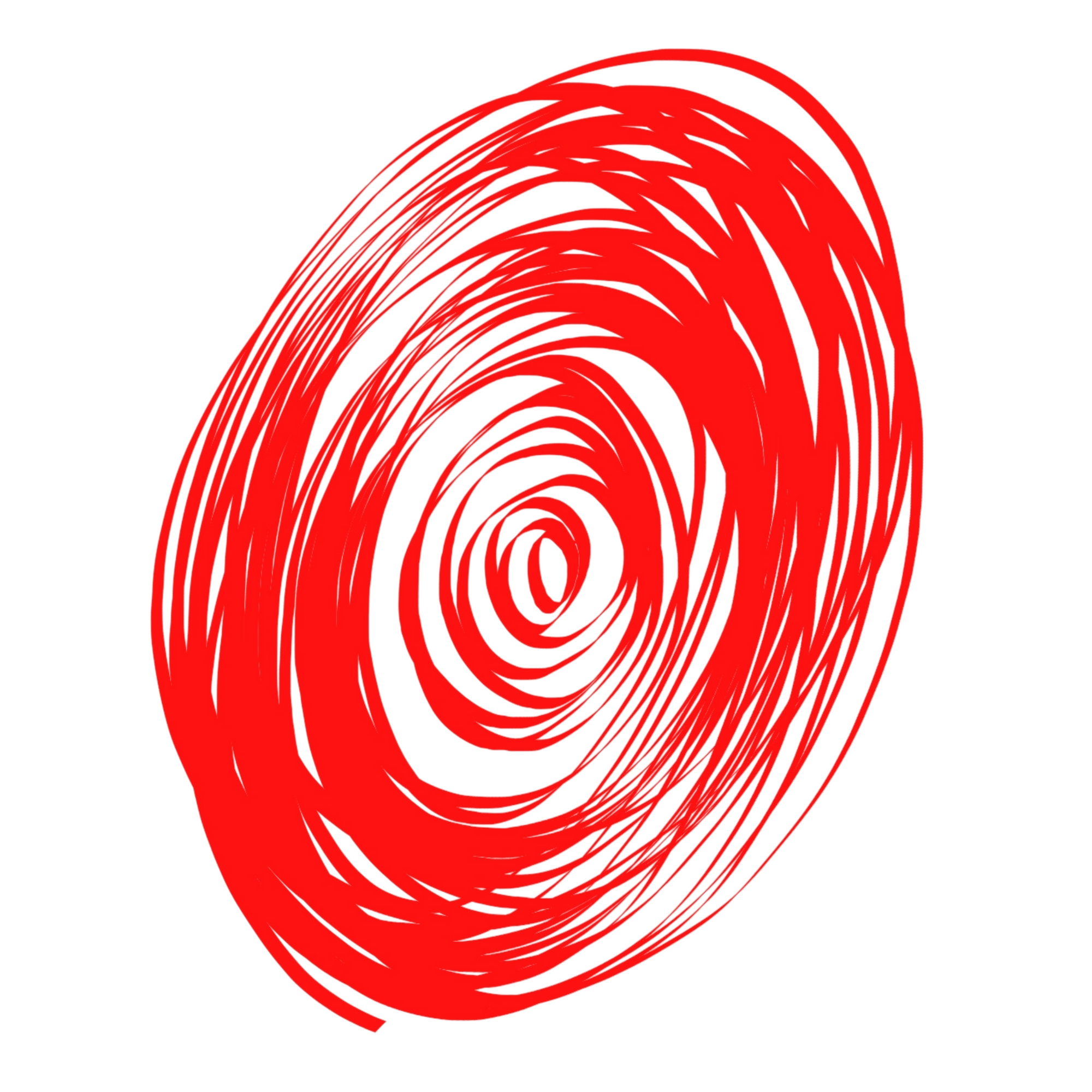 A doodle showing a jumble of concentric oval shapes in red against a white background
