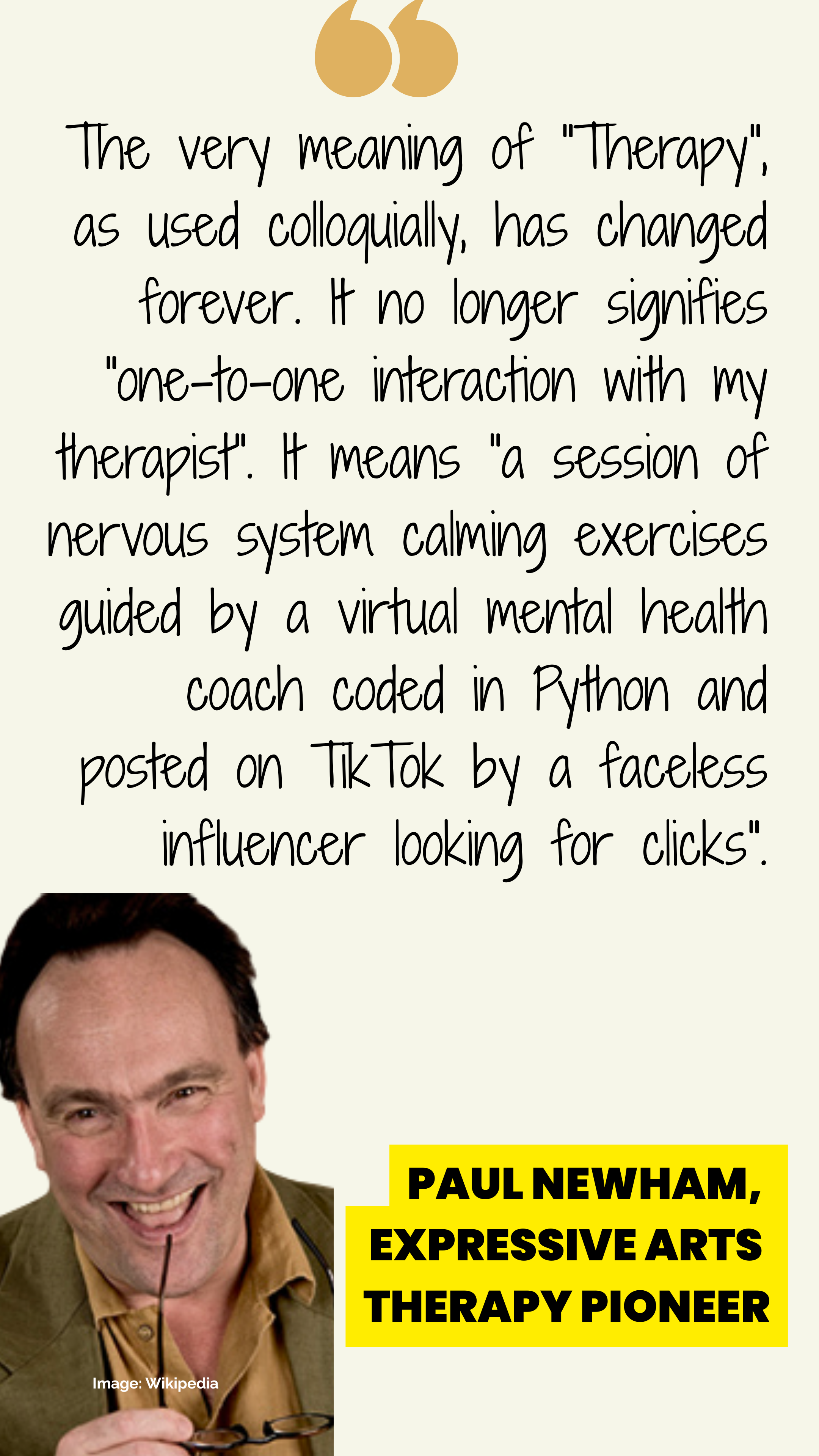 Therapy's 'human touch' is nearing its sell-by date