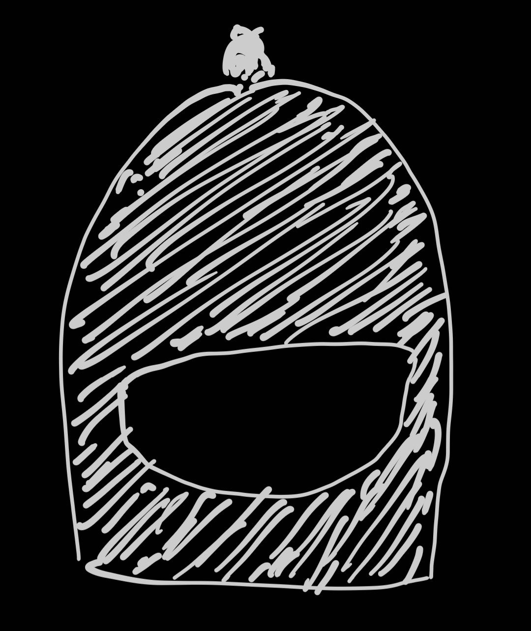 A black and white sketch of a monkey cap A black and white sketch of a monkey cap